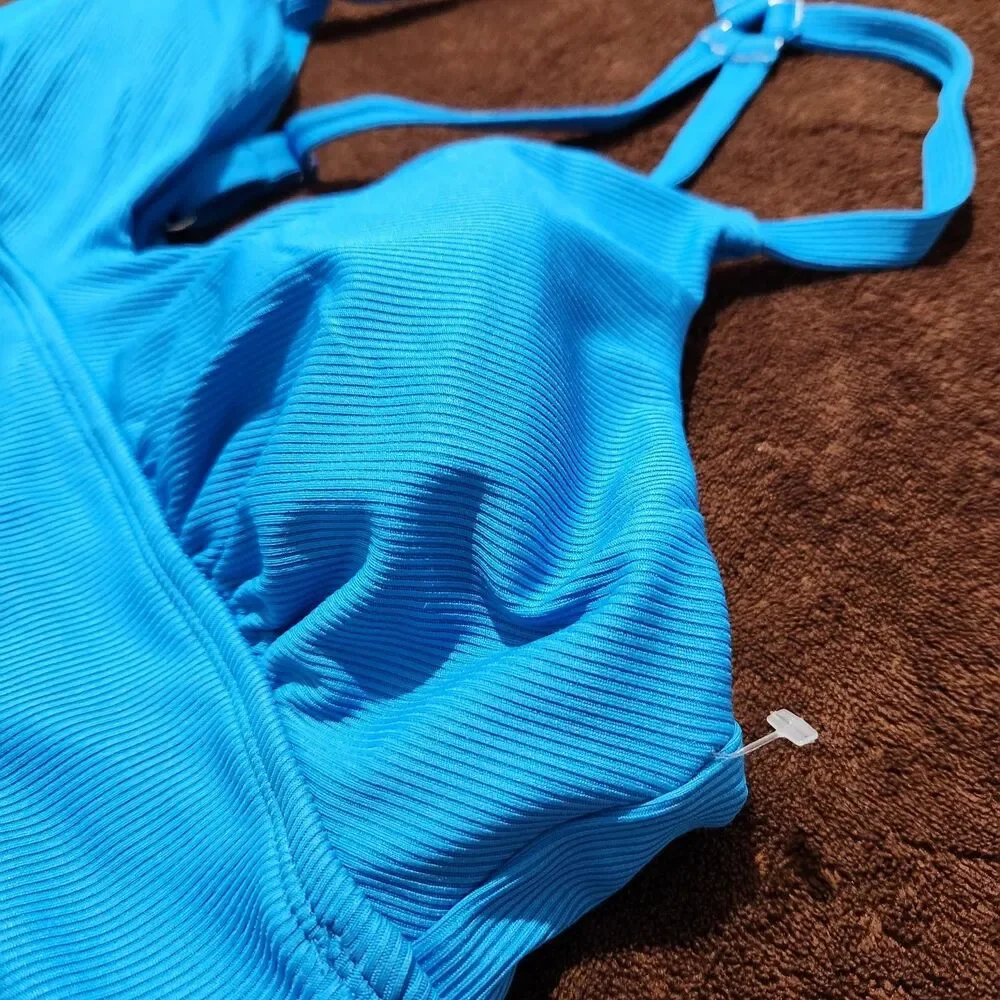 Eco Beach Swim Top Size Large Blue Adjustable Straps .  New - Picture 5 of 14